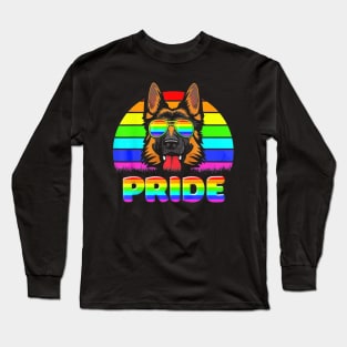 LGBT Gay Pride Shepherd T Shirt Vintage Dog Sunglasses Love Long Sleeve T-Shirt